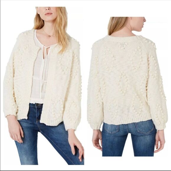 Lucky Brand L White Knit Open Front Sweater - Picture 11 of 12